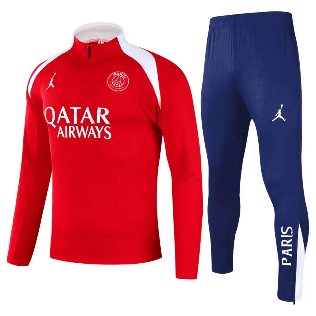 Kid's PSG Paris Saint-Germain Zipper Sweatshirt Kit(Top+Pants) Red 2025/26